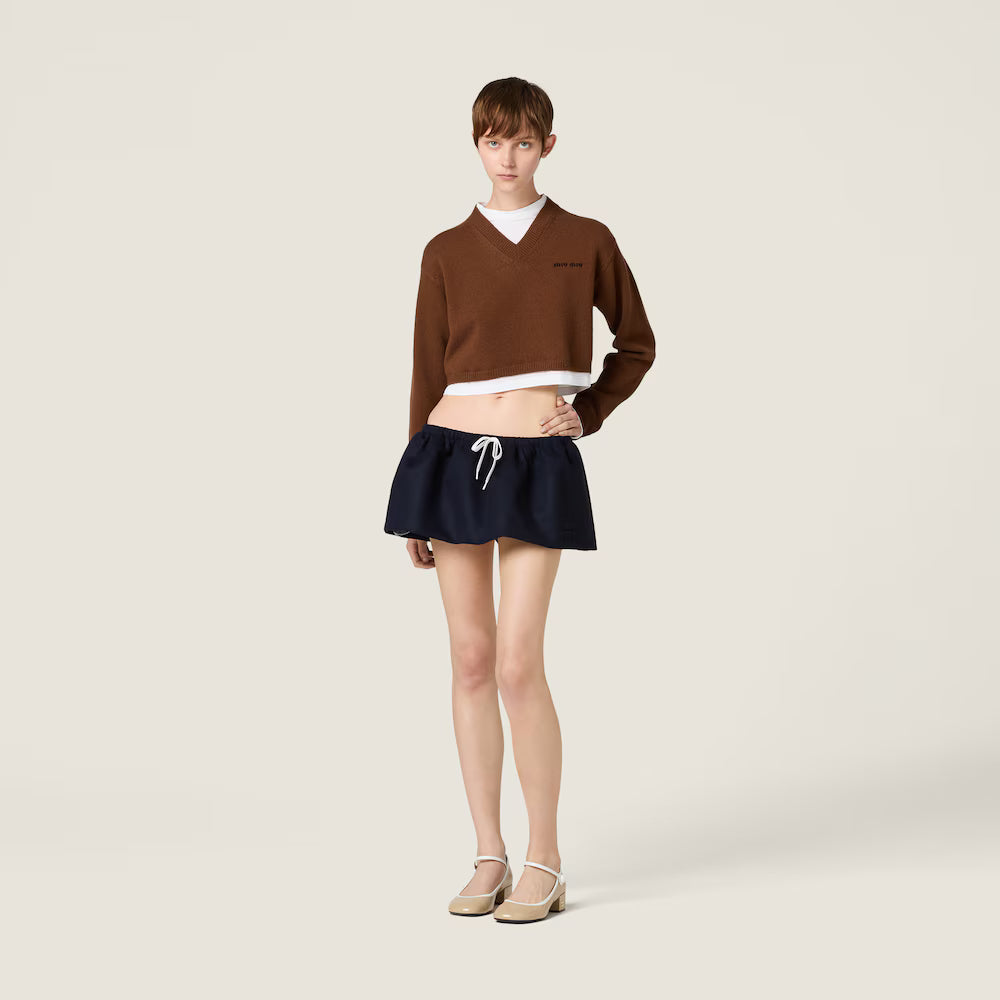 Cropped Cashmere V-Neck Sweater