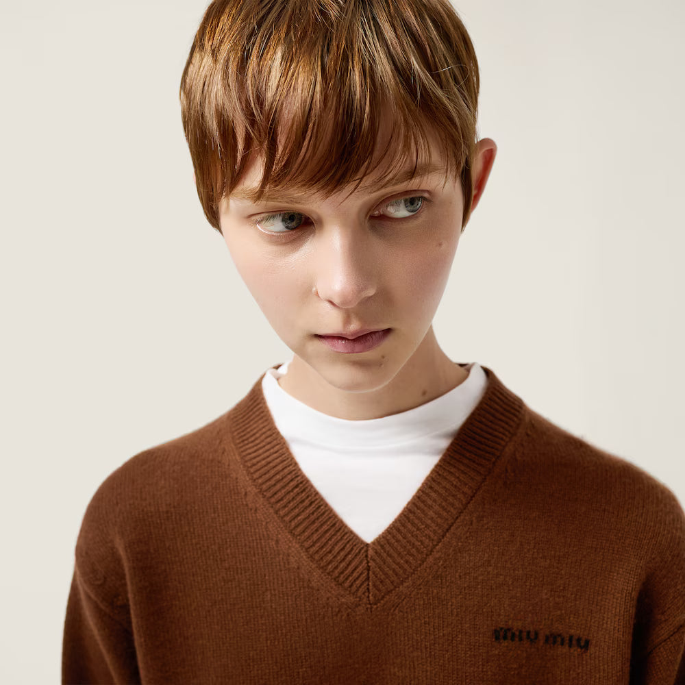 Cropped Cashmere V-Neck Sweater