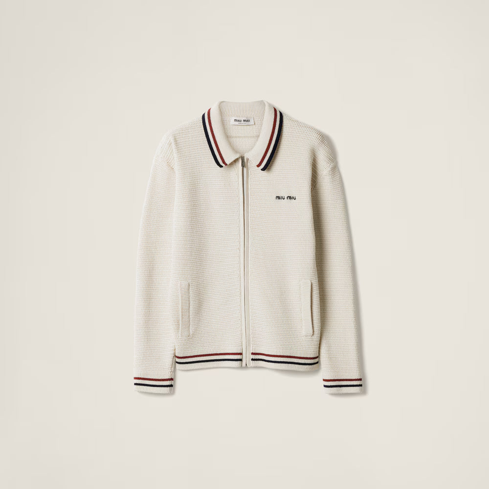 Cotton Knit Zipper Cardigan