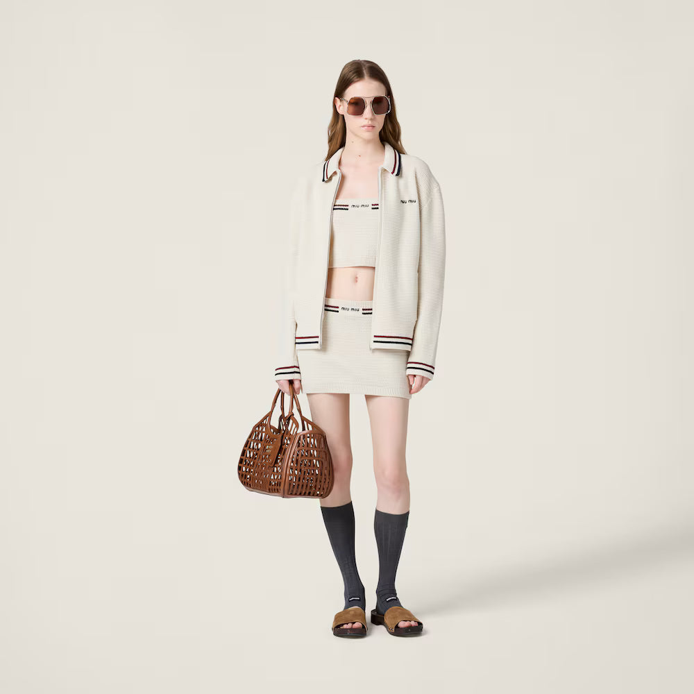 Cotton Knit Zipper Cardigan