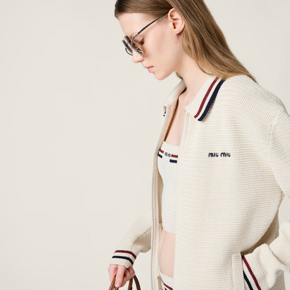 Cotton Knit Zipper Cardigan