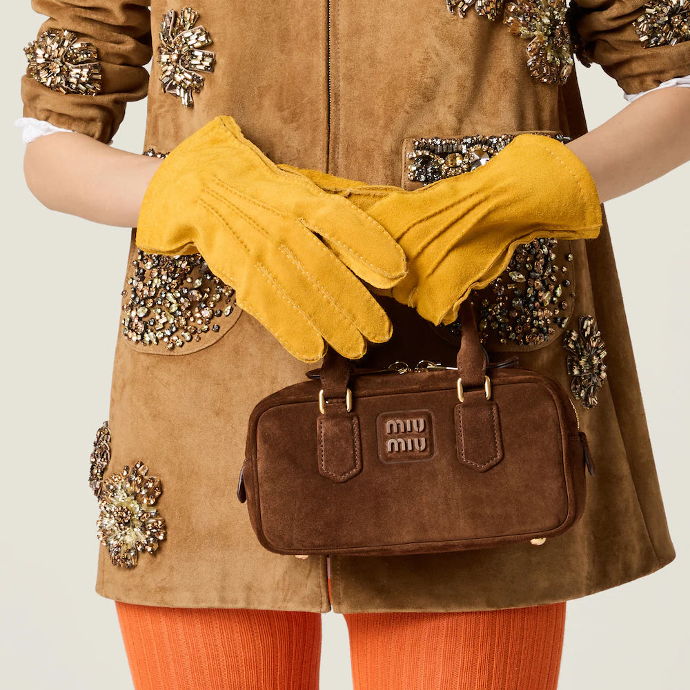 Arcadie Padded Suede Top-Handle Bag