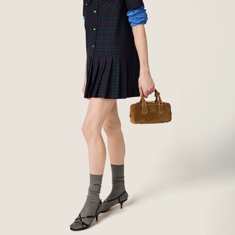 Arcadie Padded Suede Top-Handle Bag