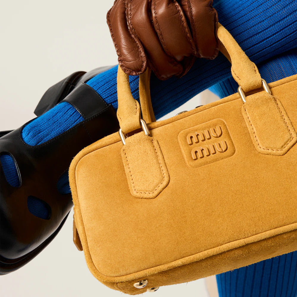 Arcadie Padded Suede Top-Handle Bag