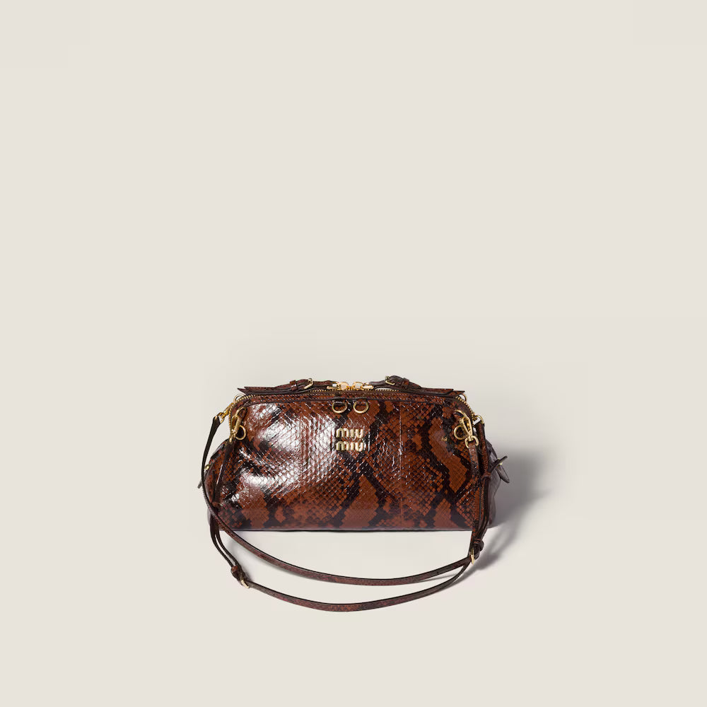 Python-Print Ayers Leather Clutch