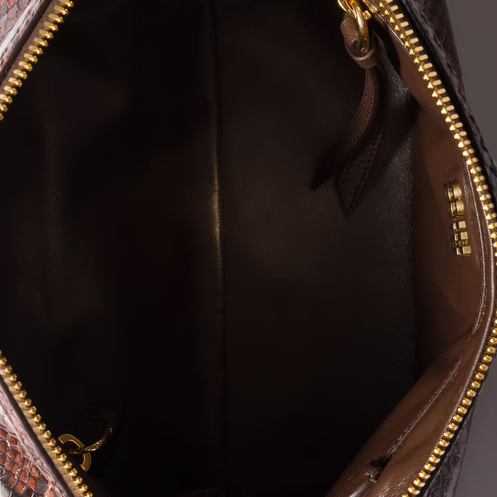 Python-Print Ayers Leather Clutch