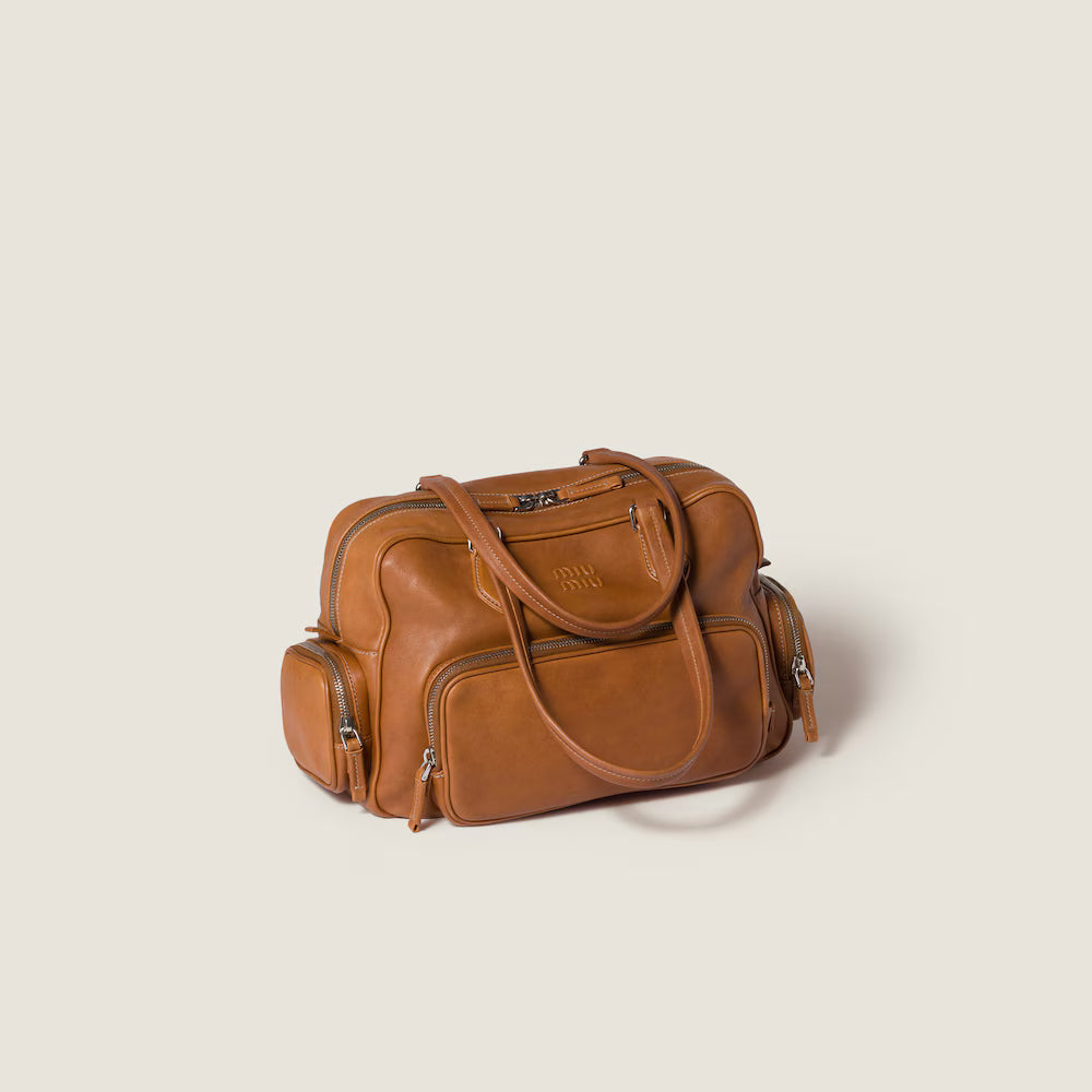 Pocket Nappa Leather Top-Handle Bag