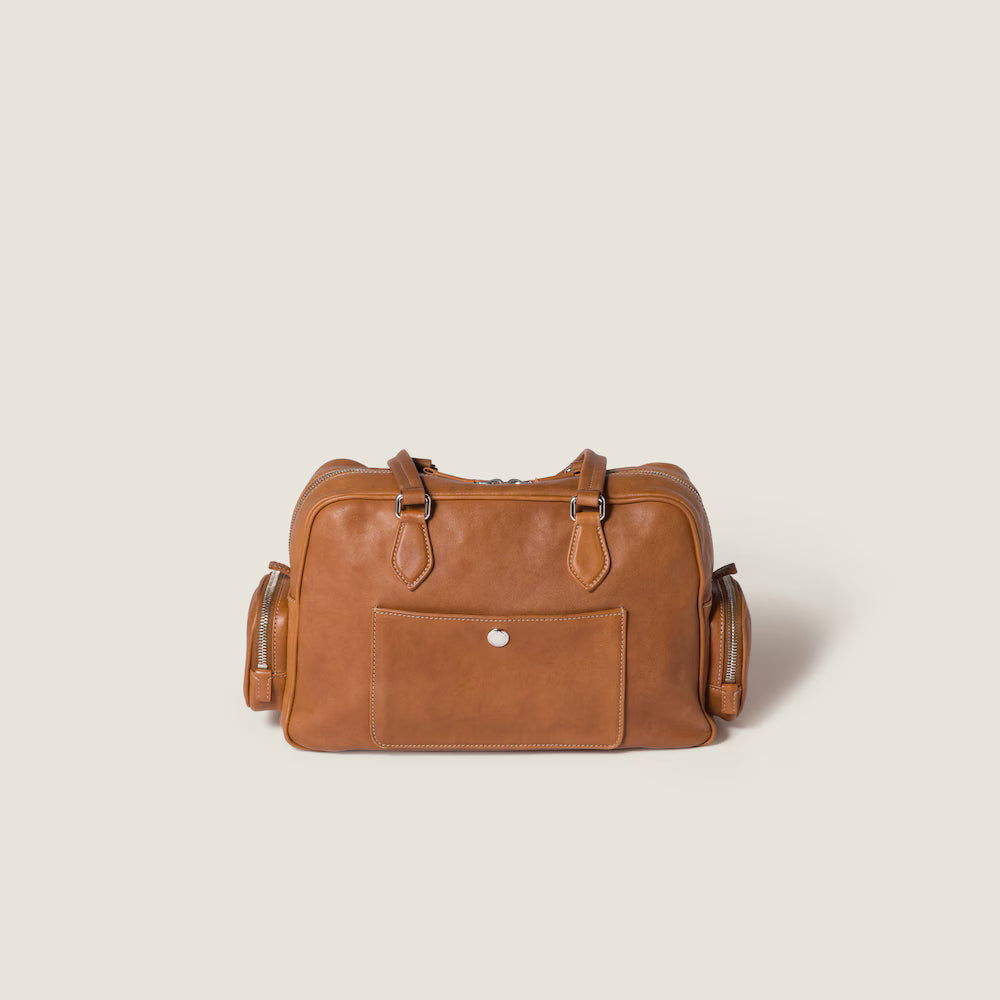 Pocket Nappa Leather Top-Handle Bag
