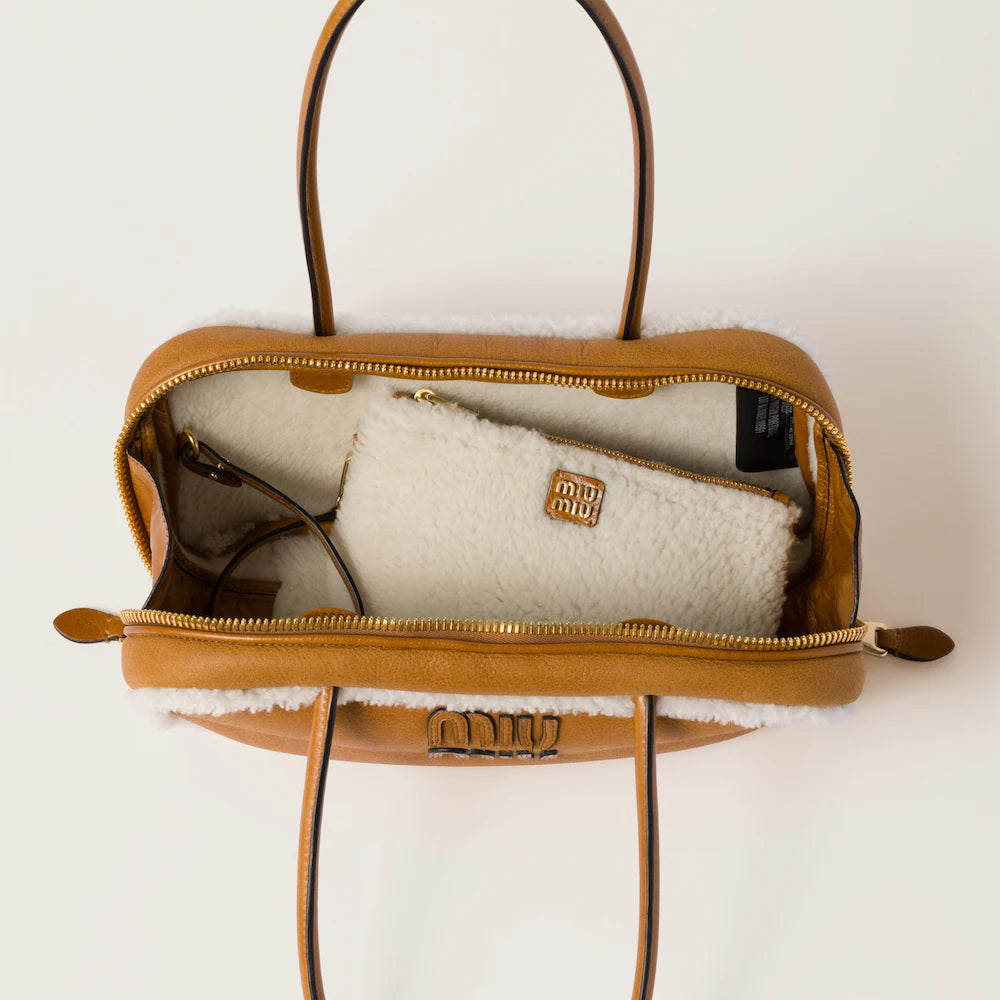 Beau Shearling Top-Handle Bag