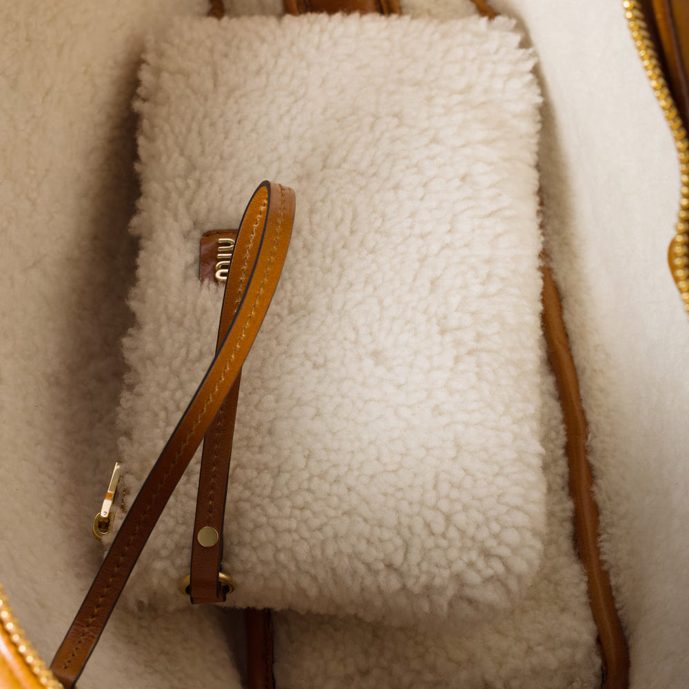 Beau Shearling Top-Handle Bag