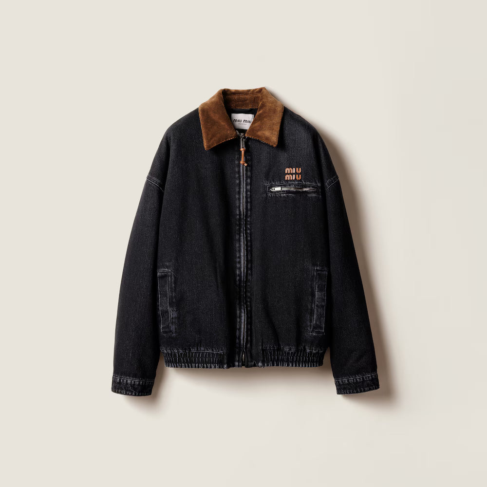 Black Denim Blouson Jacket