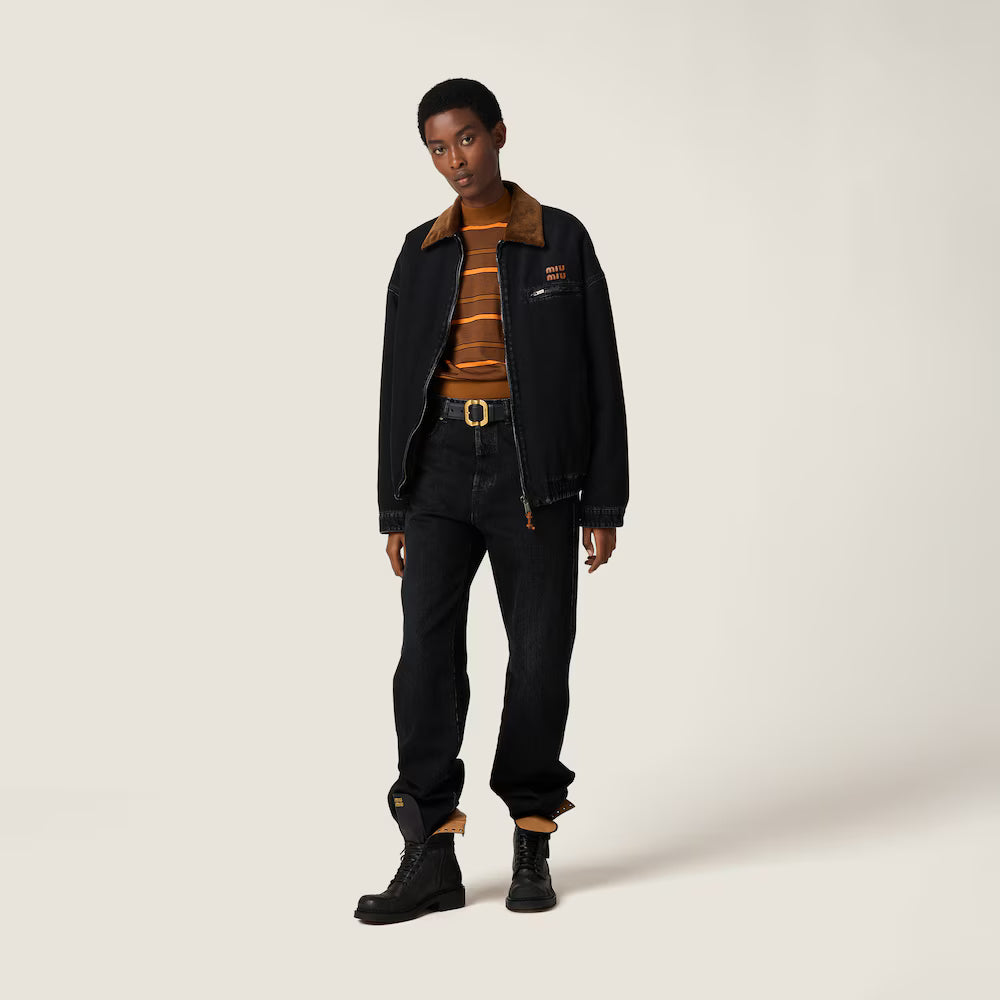 Black Denim Blouson Jacket