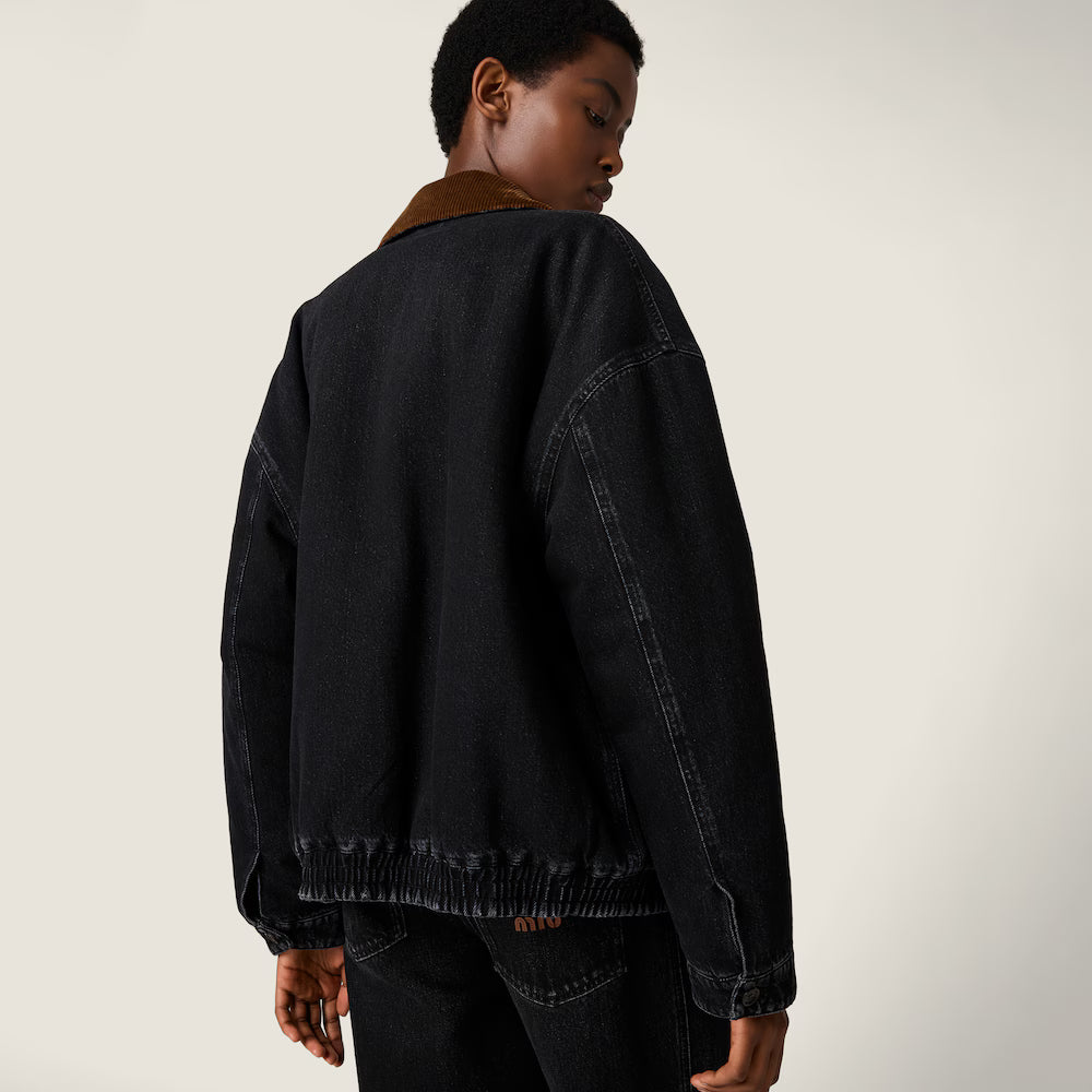 Black Denim Blouson Jacket