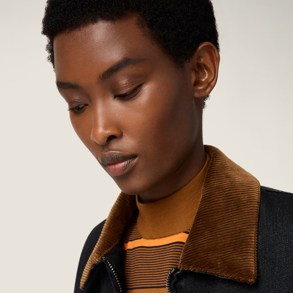 Black Denim Blouson Jacket