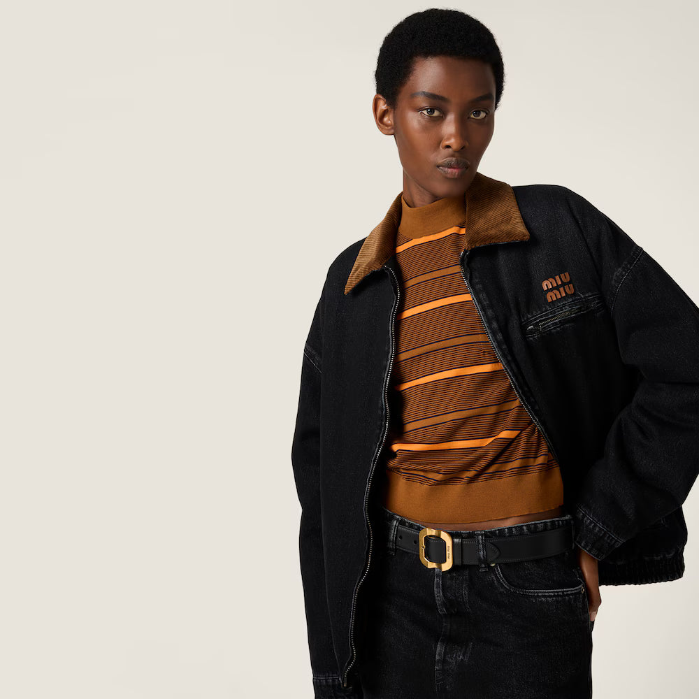 Black Denim Blouson Jacket