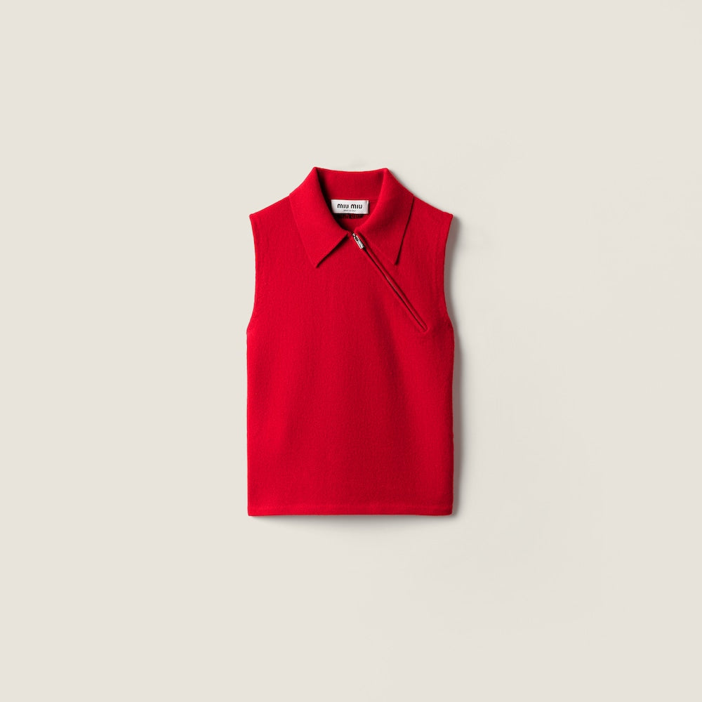 Sleeveless Cashmere Polo Shirt