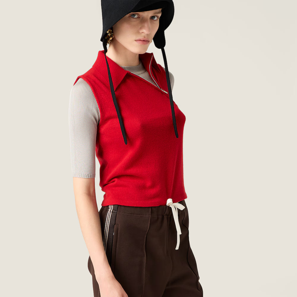 Sleeveless Cashmere Polo Shirt