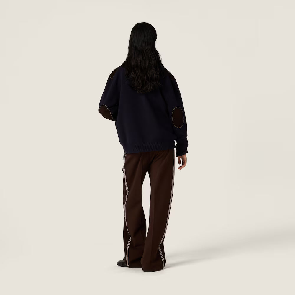 Wool And Leather Zipper Cardigan