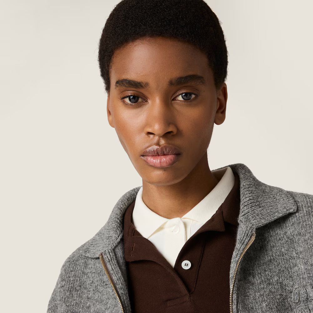 Shetland Wool And Cashmere Zipper Cardigan