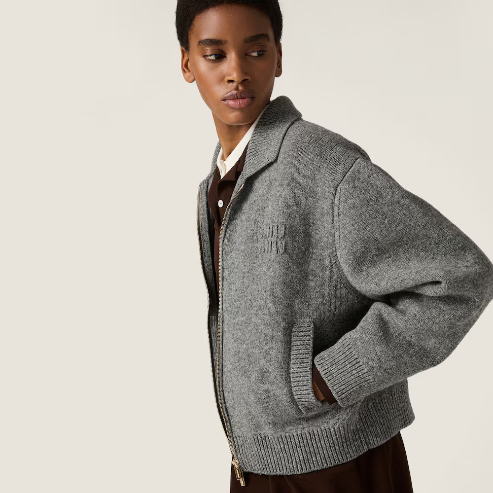 Shetland Wool And Cashmere Zipper Cardigan