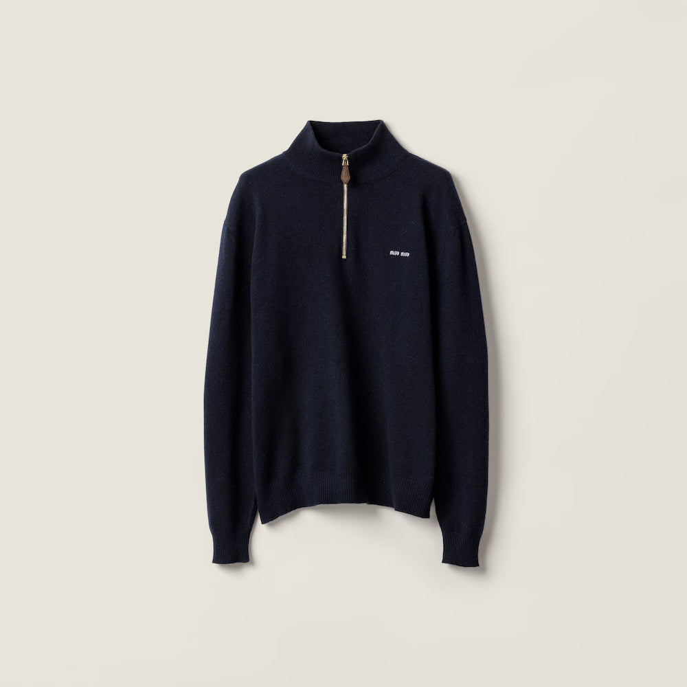 Cashmere And Leather Zipper Sweater