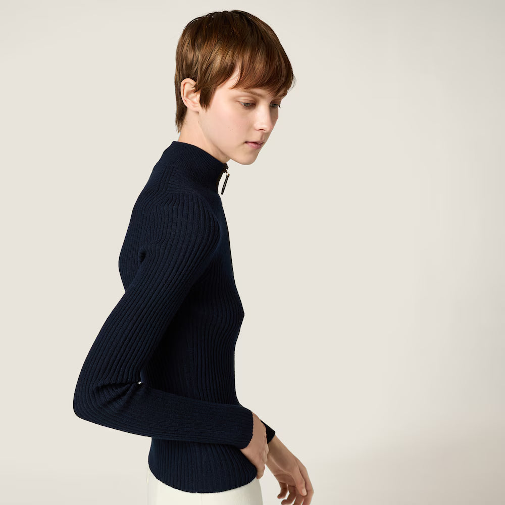 Cashmere And Leather Zipper Cardigan