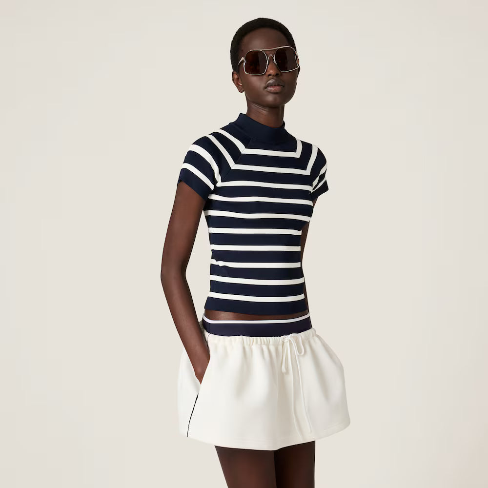 Striped Mock Turtleneck Sweater