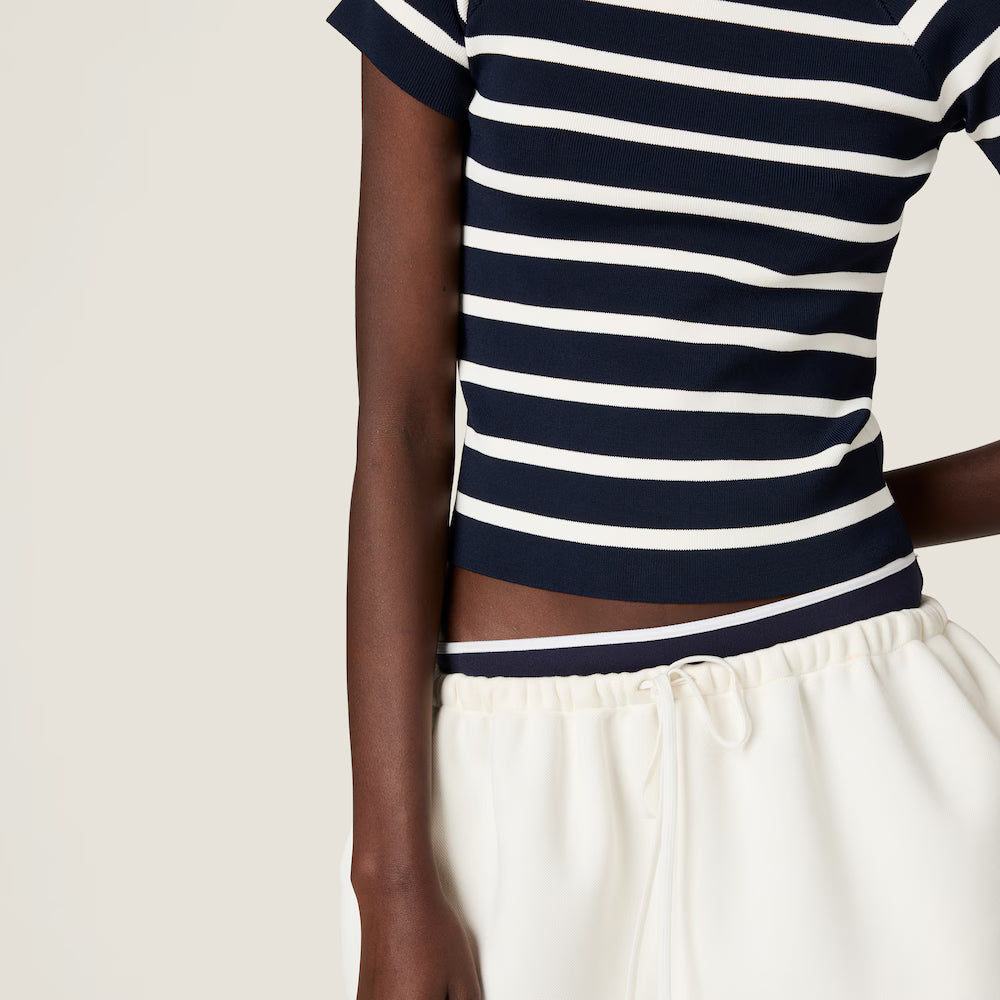 Striped Mock Turtleneck Sweater